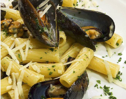 rigatoni, cozze e pecornio